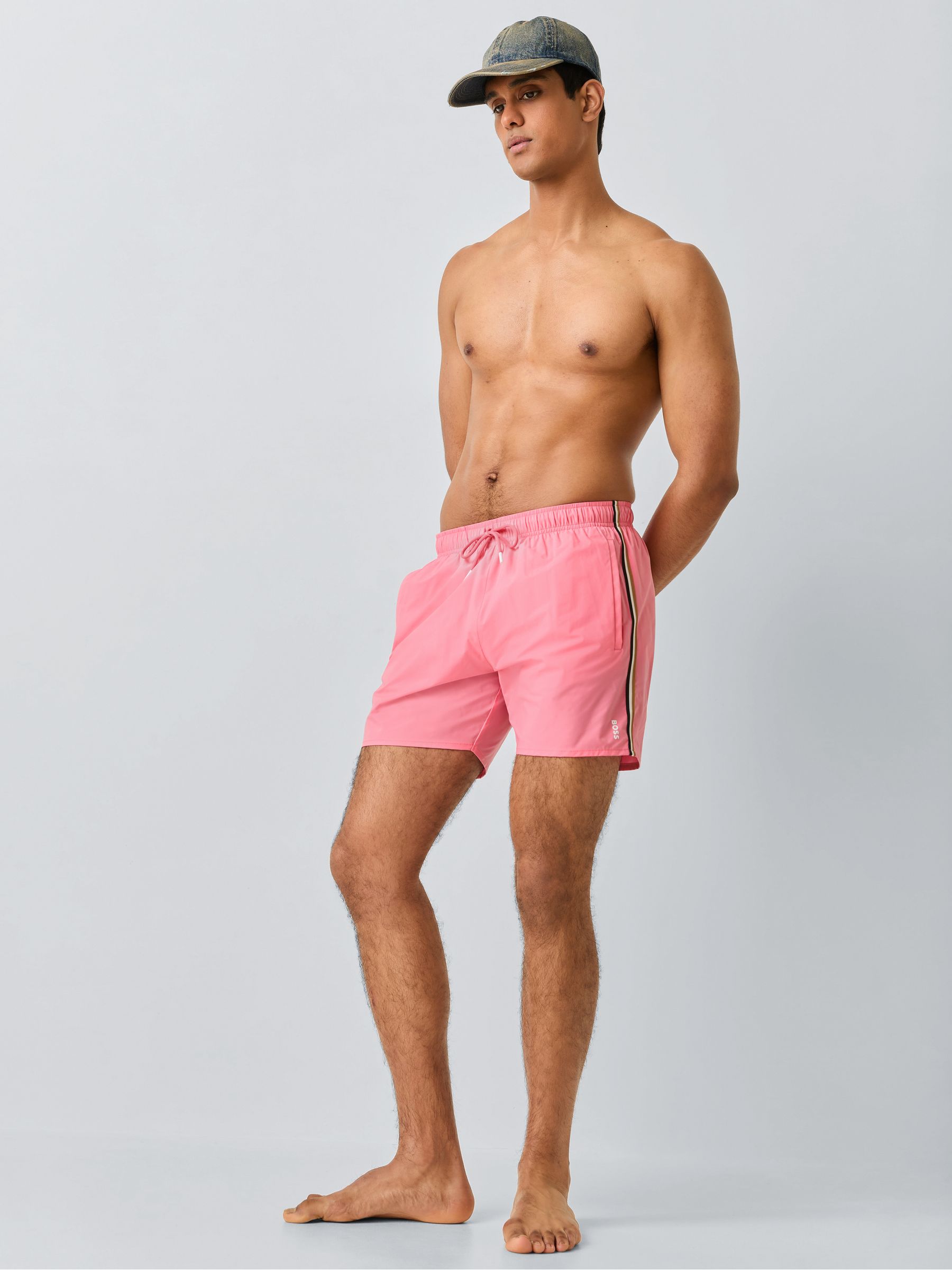 Buy BOSS Pink Iconic Side Stripe Logo Swim Shorts from Next Luxembourg