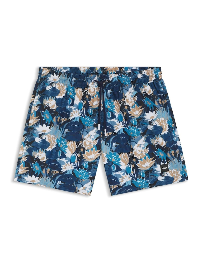 BOSS Blue Piranha Printed Swim Shorts - Image 1 of 1