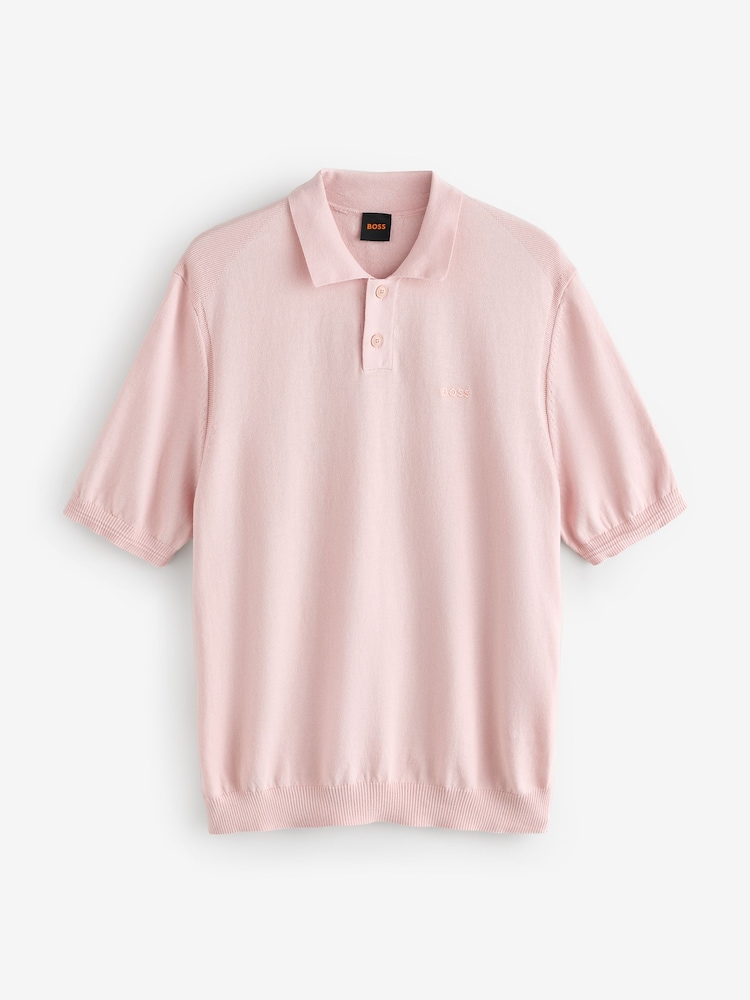BOSS Pink Asac Knitted Polo Shirt - Image 1 of 1
