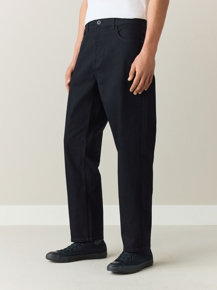 Black Relaxed Tapered Fit Classic Stretch Jeans - Image 1 of 6