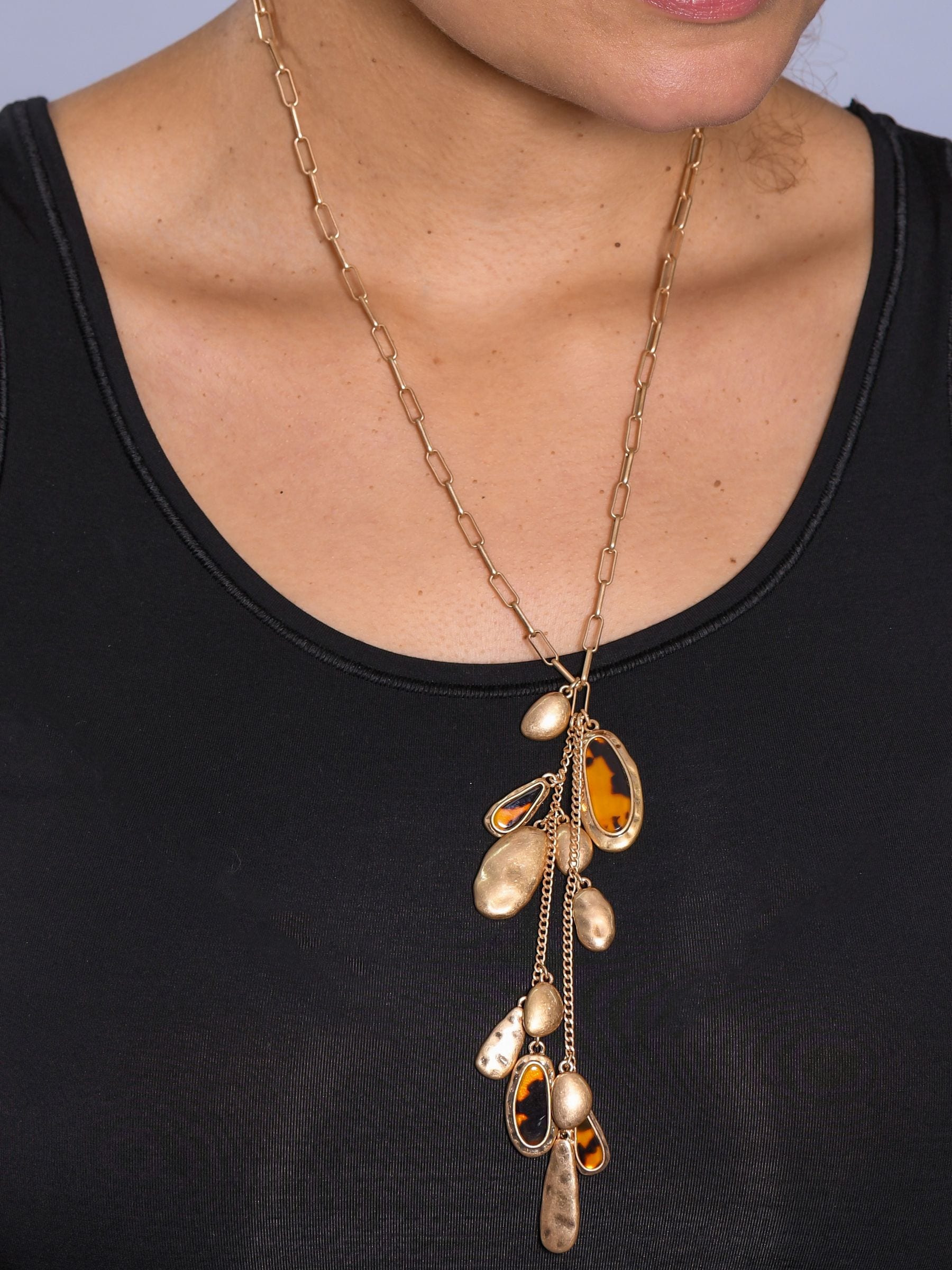 Buy Bibi Bijoux Gold Tone Tortoise Shell Long Tassel Necklace from