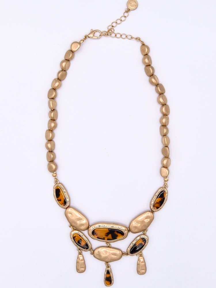 Bibi Bijoux Gold Tone Tortoise Shell Collar Necklace - Image 1 of 2 Bibi Bijoux Gold Tone Tortoise Shell Collar Necklace - Image 1 of 2