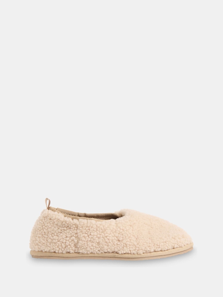 Whistles Nude Shearling Ballet Slippers - Image 2 of 4 Whistles Nude Shearling Ballet Slippers - Image 2 of 4