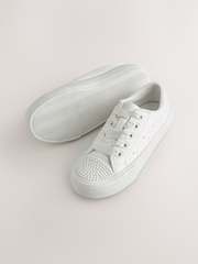 White Pearl Embellished Lace Up Occasion Trainers - Image 2 of 5