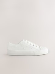 White Pearl Embellished Lace Up Occasion Trainers - Image 3 of 5