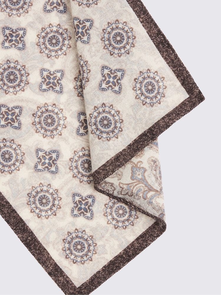 MOSS Brown Bottinelli Wool Pocket Square - Image 2 of 2 MOSS Brown Bottinelli Wool Pocket Square - Image 2 of 2