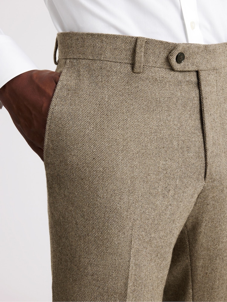 Slim Fit Twill Tweed Brown Trousers - Image 3 of 3 Slim Fit Twill Tweed Brown Trousers - Image 3 of 3