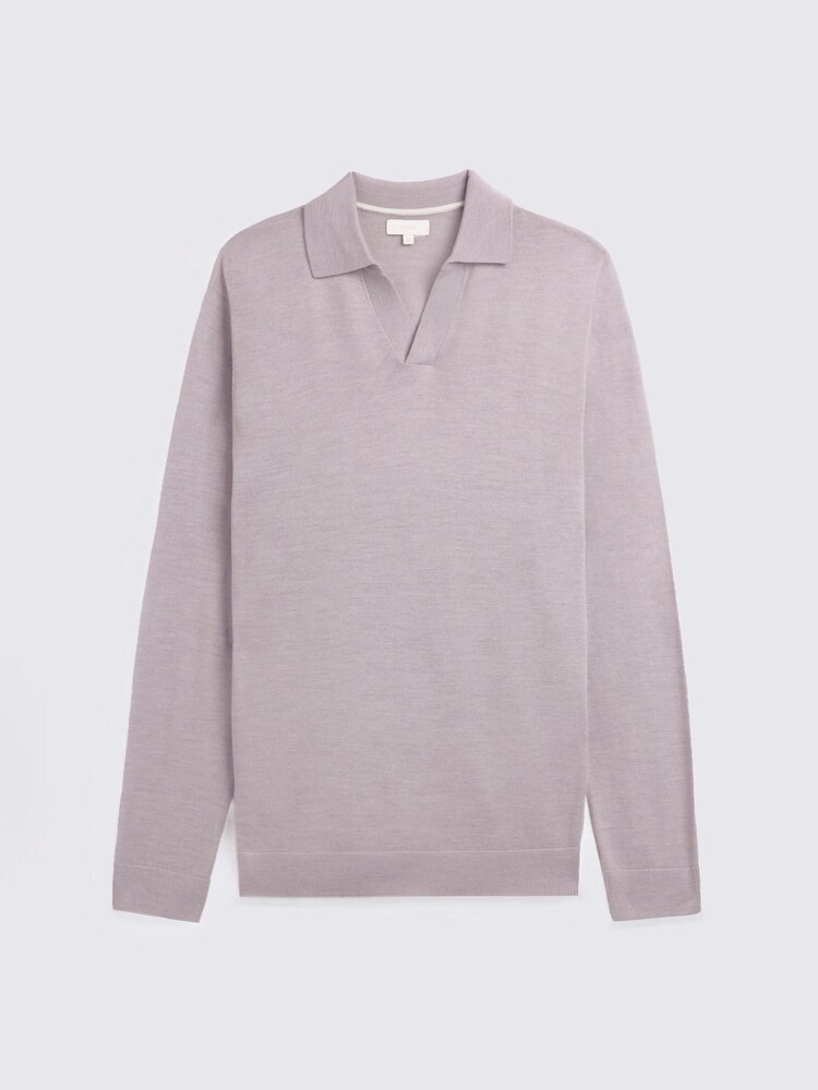 MOSS Purple Merino-Blend Skipper Polo Shirt - Image 4 of 4 MOSS Purple Merino-Blend Skipper Polo Shirt - Image 4 of 4