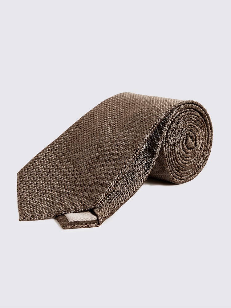 MOSS Taupe Silk Semi Plain Tie - Image 1 of 2