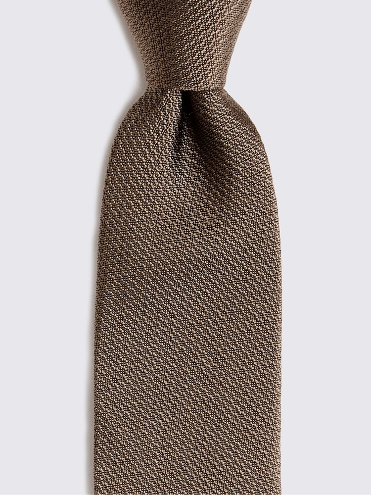 MOSS Taupe Silk Semi Plain Tie - Image 2 of 2