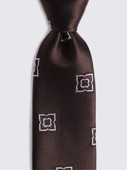 MOSS Dark Brown/Purple Silk Medallion Tie - Image 2 of 2