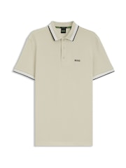 BOSS Bright Cream Paddy Tipped Collar Polo Shirt - Image 1 of 1