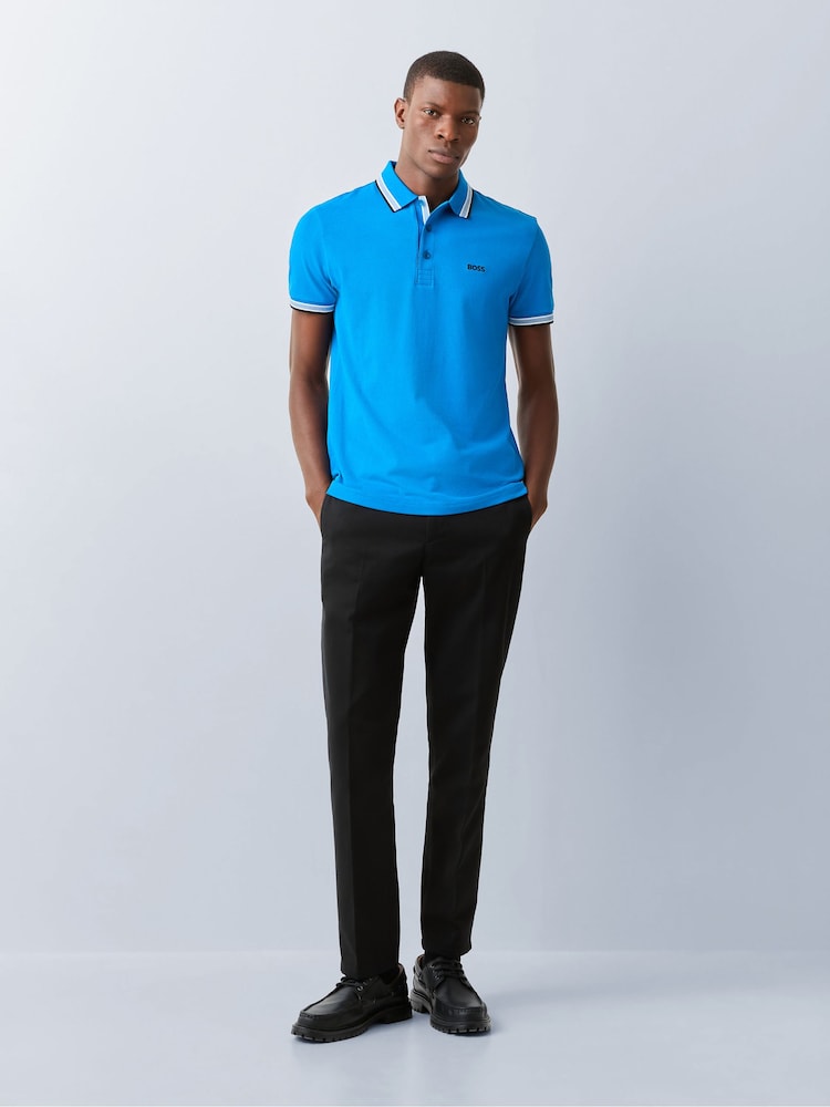 ירוק טורקיז - BOSS חולצת פולו עם עיטור בשולי הצווארון, דגם Paddy - תמונה 2 מתוך 5