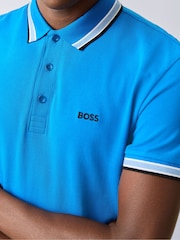 ירוק טורקיז - BOSS חולצת פולו עם עיטור בשולי הצווארון, דגם Paddy - תמונה 4 מתוך 5