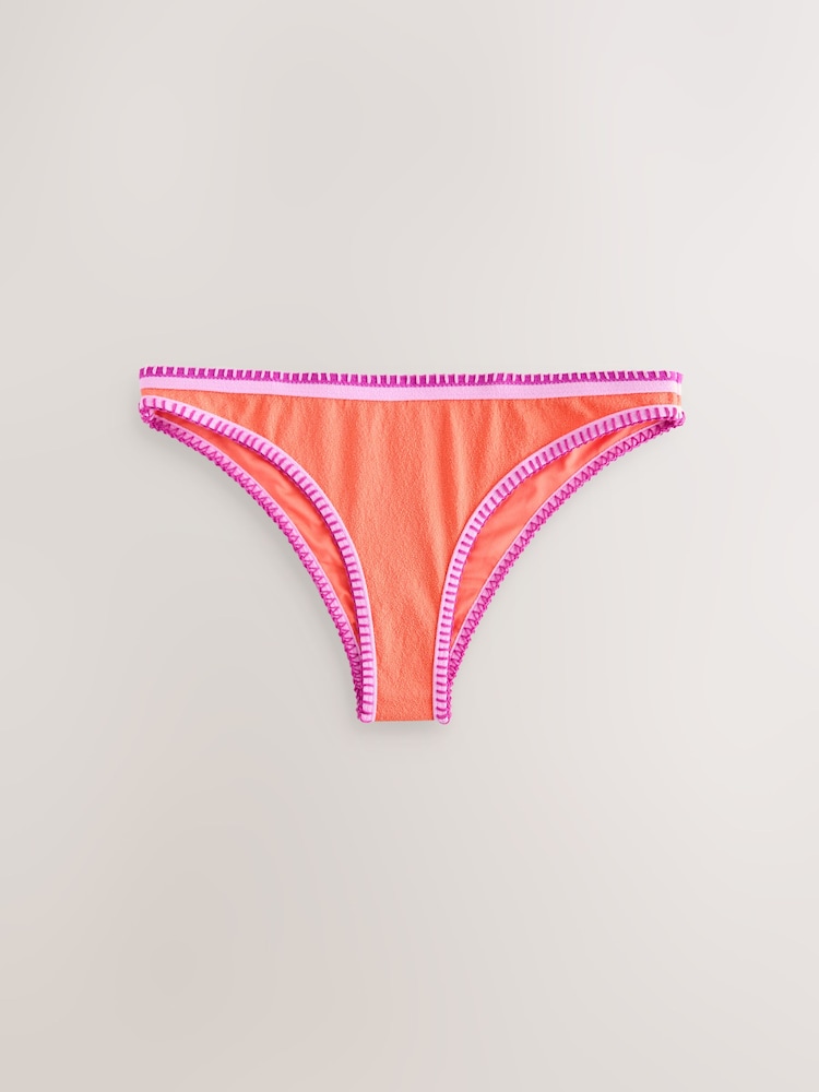 Textured Orange/Pink Whipstitch - 高叉比基尼褲 - 圖片 1/3