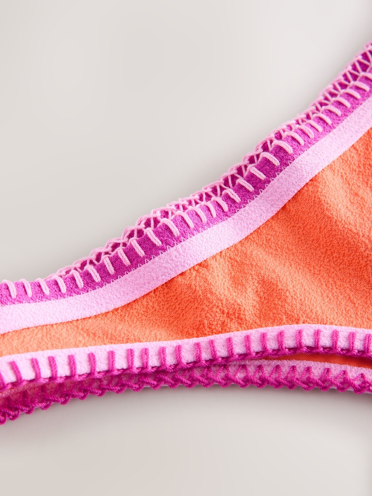 Textured Orange/Pink Whipstitch - 高叉比基尼褲 - 圖片 2/3