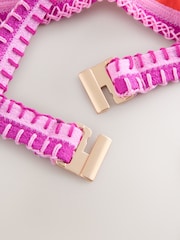 Textured Green/Pink Whipstitch Triangle Bikini Top - Image 4 of 4