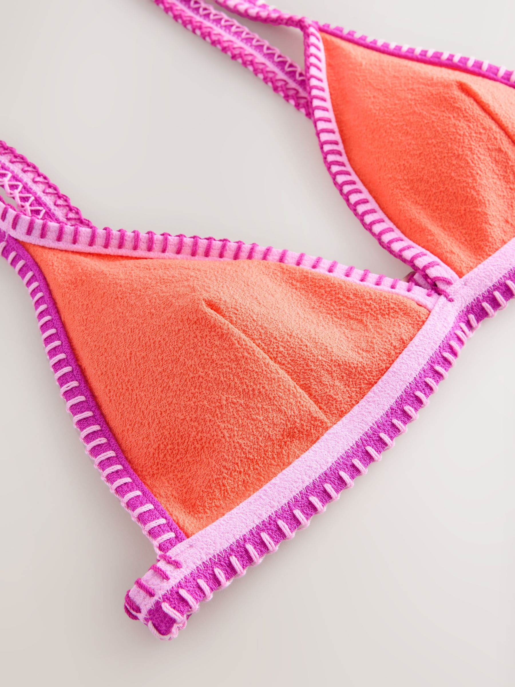 Buy Orange/Pink Textured Whipstitch Triangle Bikini Top from Next USA