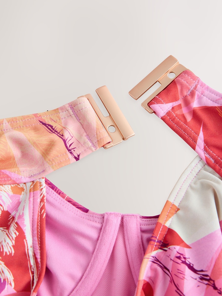 Pink/Orange Palm Tummy Control DD+ Wired Swimsuit - Image 10 of 10