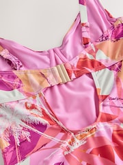Pink/Orange Palm Tummy Control DD+ Wired Swimsuit - Image 4 of 5