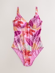 Pink/Orange Palm Tummy Control DD+ Wired Swimsuit - Image 6 of 10