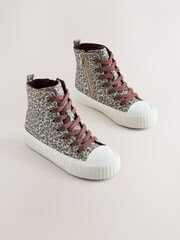 Leopard Print Standard Fit (F) Lace Up High Top Trainers - Image 1 of 7
