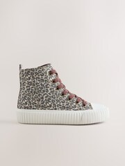 Leopard Print Standard Fit (F) Lace Up High Top Trainers - Image 2 of 7