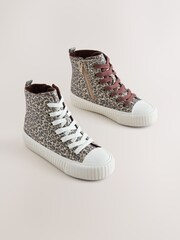 Leopard Print Standard Fit (F) Lace Up High Top Trainers - Image 3 of 7