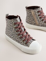 Leopard Print Standard Fit (F) Lace Up High Top Trainers - Image 5 of 7