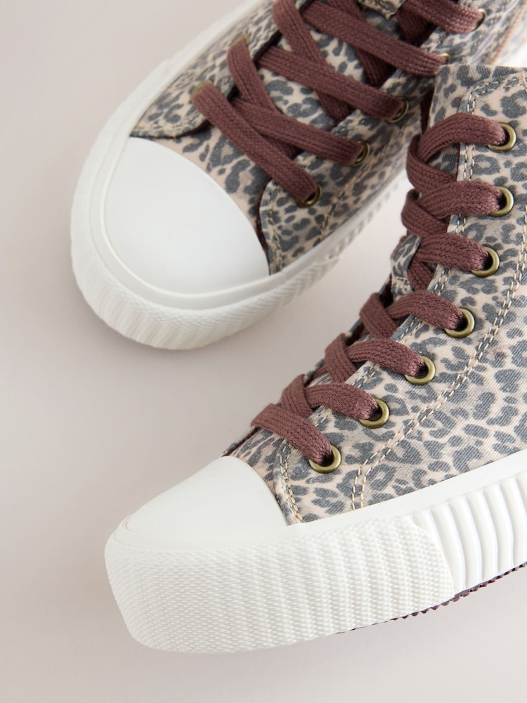 Leopard Print Standard Fit (F) Lace Up High Top Trainers - Image 5 of 5 Leopard Print Standard Fit (F) Lace Up High Top Trainers - Image 5 of 5