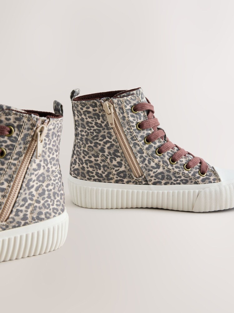 Leopard Print Standard Fit (F) Lace Up High Top Trainers - Image 7 of 7 Leopard Print Standard Fit (F) Lace Up High Top Trainers - Image 7 of 7