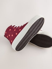 Burgundy Red Polka Dot Standard Fit (F) Lace Up High Top Trainers - Image 6 of 7