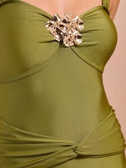 Friends Like These Olive Green Hardware Belted Tummy Control Swimsuit - Image 2 of 5