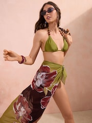 Friends Like These Brown Palm Print Beach Tie Sarong - Image 2 of 5