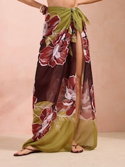 Friends Like These Brown Palm Print Beach Tie Sarong - Image 3 of 5