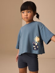 Blue Short Sleeve T-Shirt and Shorts Set (3mths-7yrs) - Image 2 of 3