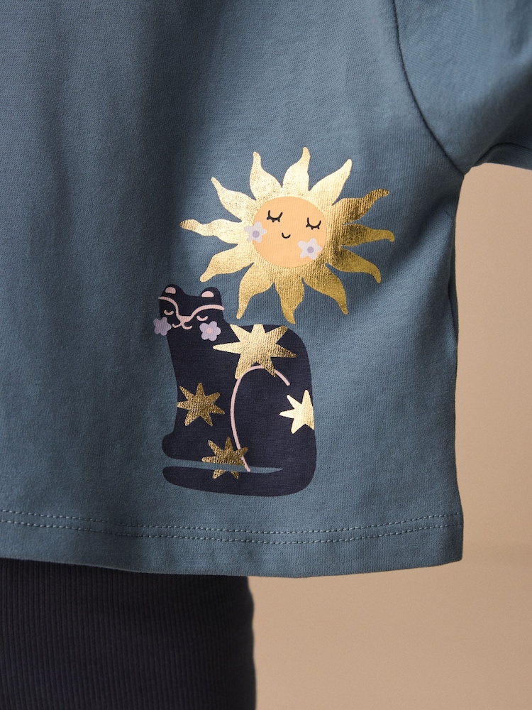 Blue Short Sleeve T-Shirt and Shorts Set (3mths-7yrs) - Image 3 of 3