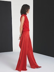 Mint Velvet Red Drape Detail Trousers - Image 2 of 6