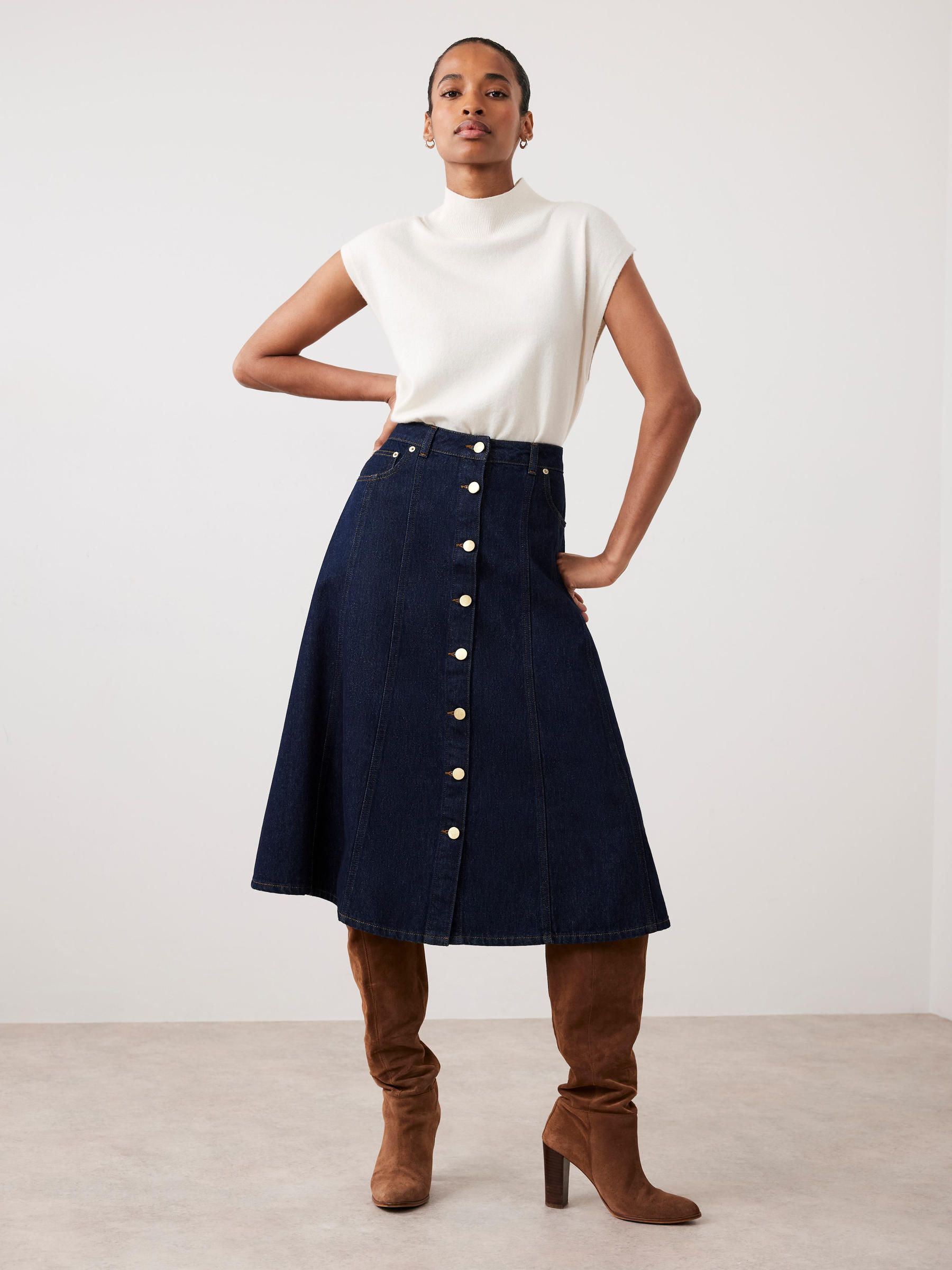 Buy Mint Velvet Blue Denim Midi Skirt from the Next UK online shop