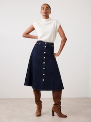 Mint Velvet Blue Denim Midi Skirt - Image 1 of 8