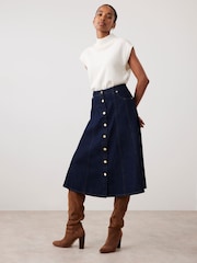 Mint Velvet Blue Denim Midi Skirt - Image 2 of 8