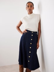 Mint Velvet Blue Denim Midi Skirt - Image 3 of 8