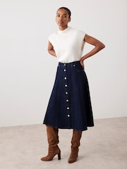 Mint Velvet Blue Denim Midi Skirt - Image 4 of 8