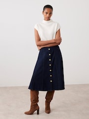 Mint Velvet Blue Denim Midi Skirt - Image 6 of 8