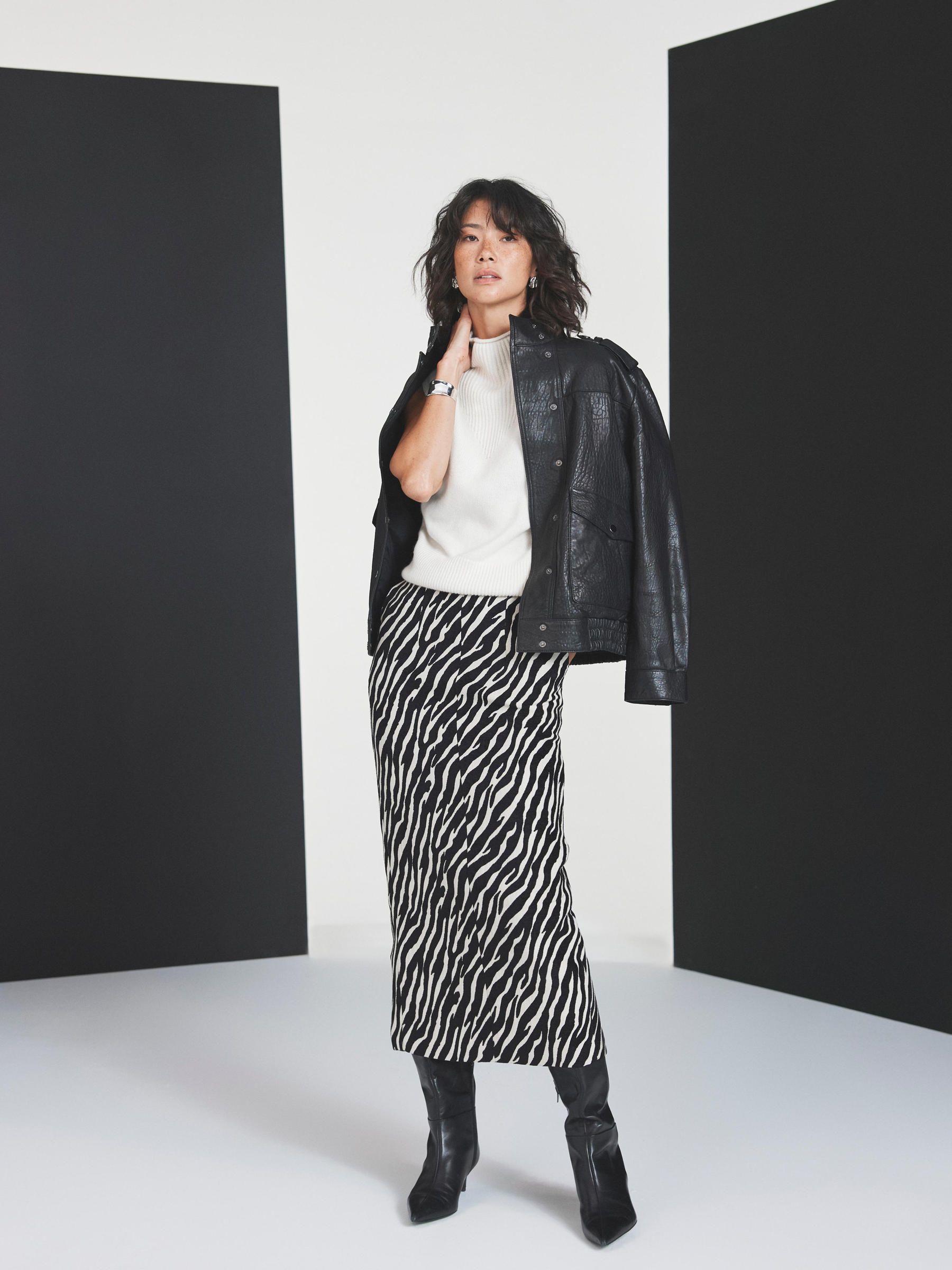Buy Mint Velvet Natural Zebra Print Midi Skirt from Next USA