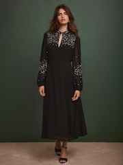 Mint Velvet Black Embellished Midi Dress - Image 4 of 7