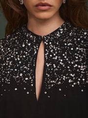 Mint Velvet Black Embellished Midi Dress - Image 5 of 7