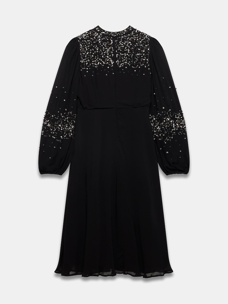 Mint Velvet Black Embellished Midi Dress - Image 7 of 7