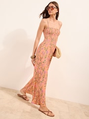 Friends Like These Coral Pink Sleeveless Jersey Jumpsuit - Image 4 of 5