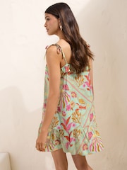 Friends Like These Green/Pink Ruffle Detail Sleeveless Mini Dress - Image 4 of 5